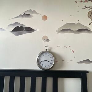 Heavy duty metal silver stainless steel stopwatch round barn farm wall clock 9”